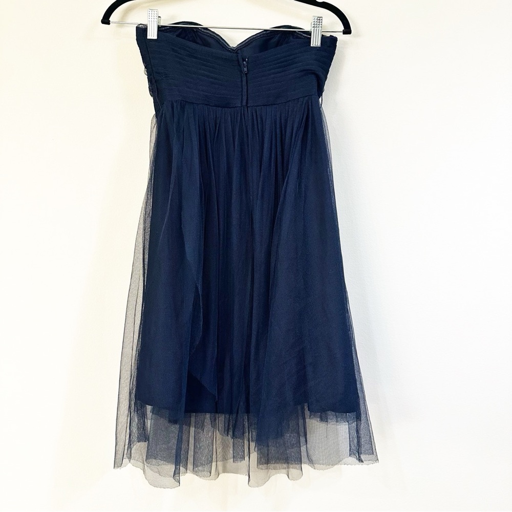 Jenny Yoo Strapless Tulle Tea Length Dress in Navy Size 0 - Picture 4 of 7